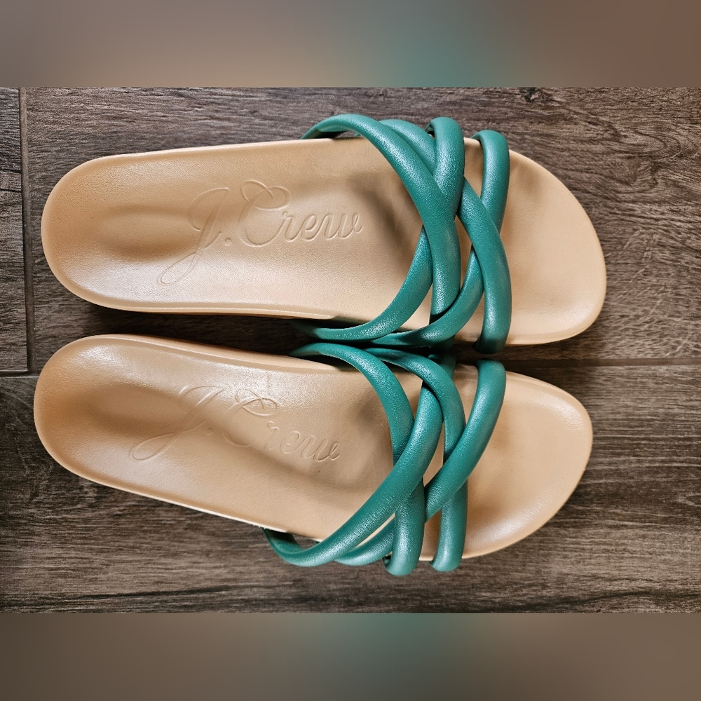J. Crew Green Teal Strappy Slide Sandals - Picture 4 of 4